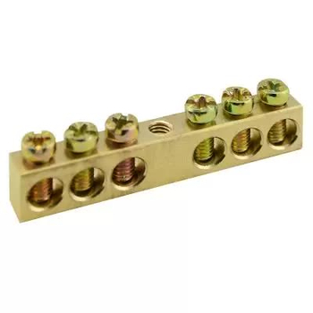 Шина PEN TS-0609C 6х9 6 отверстий крепление по центру Энергия - Электрика, НВА - Щитки и аксессуары для монтажа - Шины нулевые - . Магазин оборудования для автономного и резервного электропитания Ekosolar.ru в Домодедово